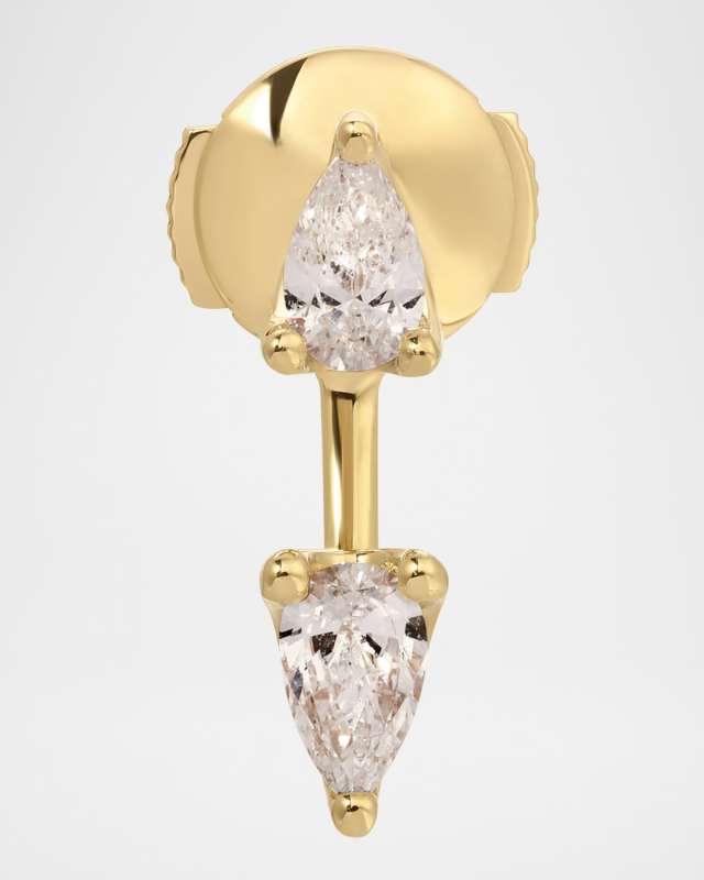 18K Yellow Gold Pear Diamond Orbit Earring, Single